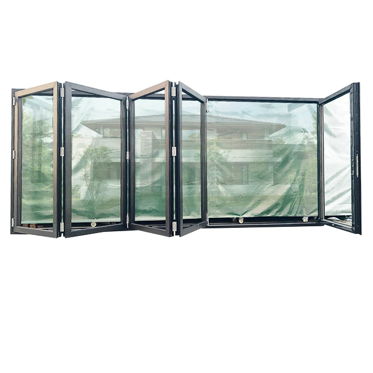 Aluminum double glazed ventilation accordion sliding windows