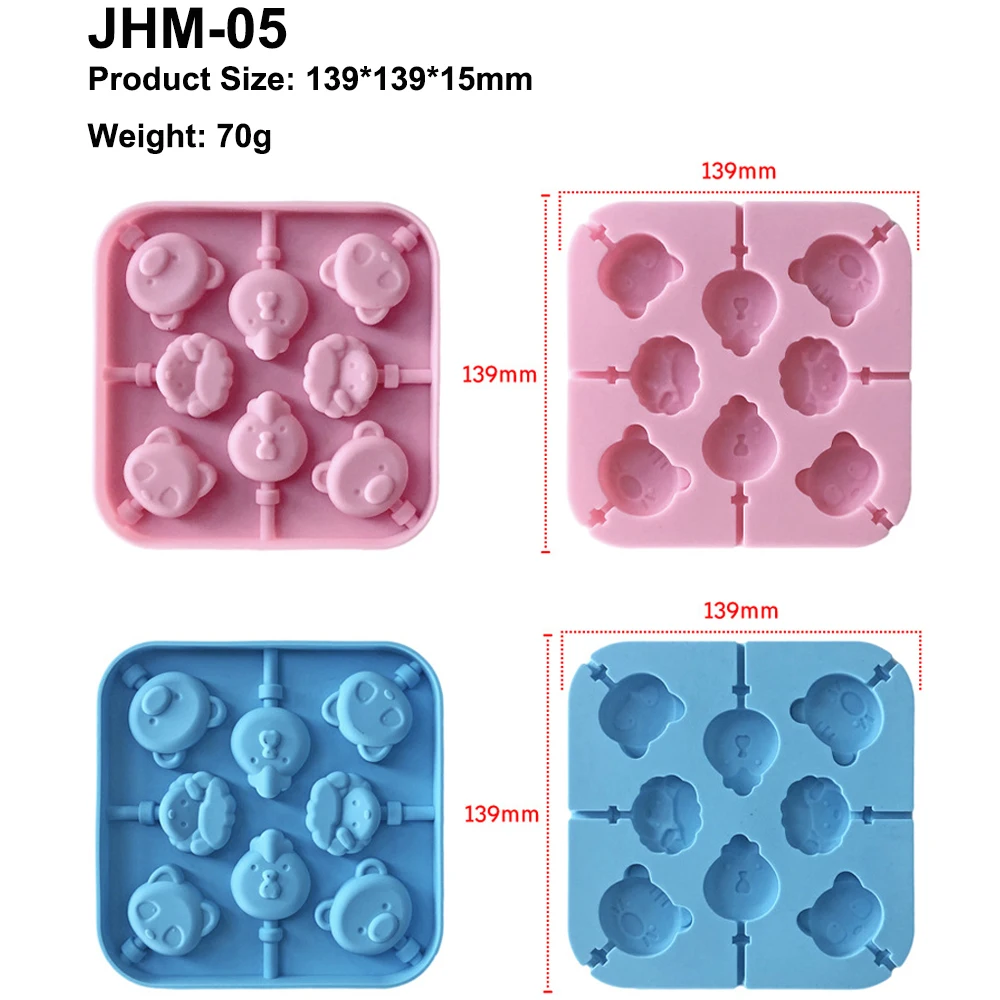 Custom Cooking Sweet Cartoon Silicon Non Stick Lollipop Mold 3d Chocolate Candy Mold Homemade Dessert Mould For Candy Jelly Mold