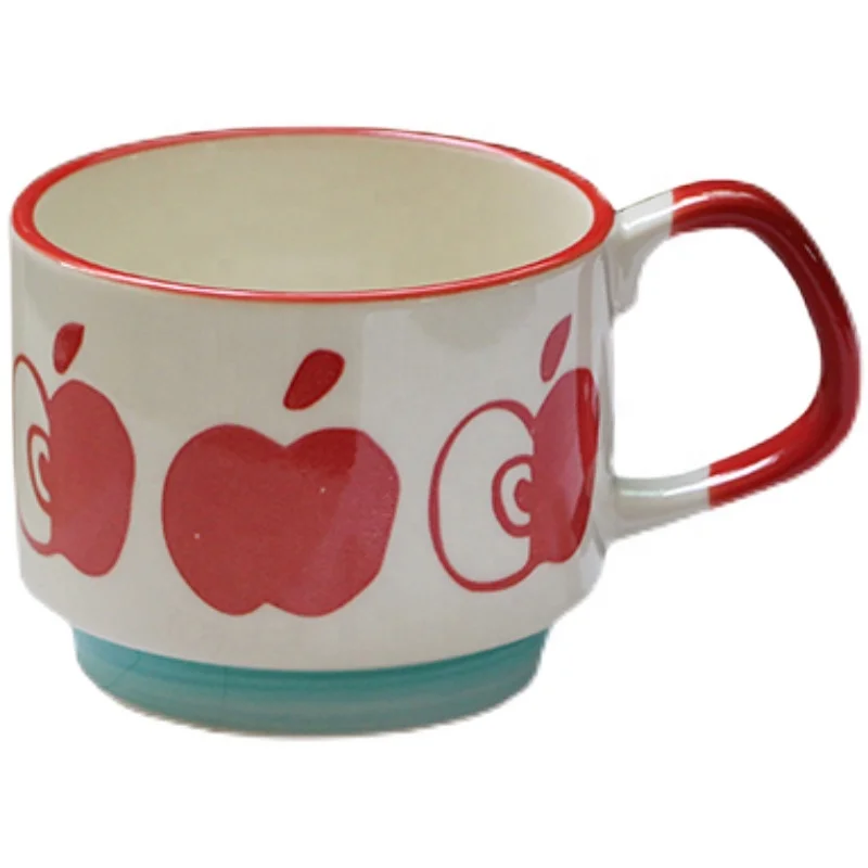Set of 4 pcs coffee cup Ceramic stackable mug with color glazed custom color glaze stackable mugs (1600282506687)