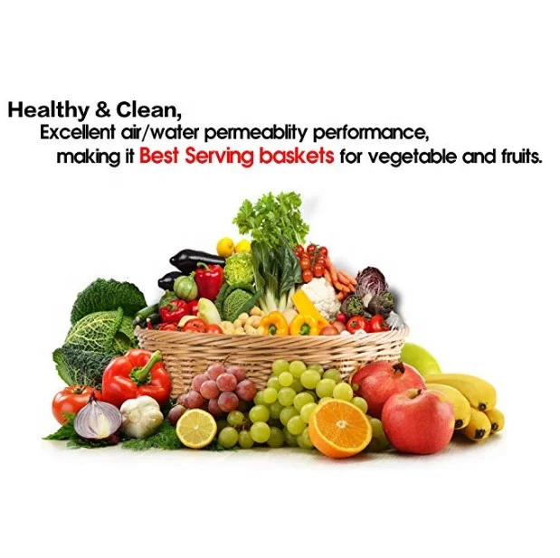 Woven Bread Basket Poly Wicker Round Stackable Basket Tabletop Food Fruit Vegetables Serving Basket