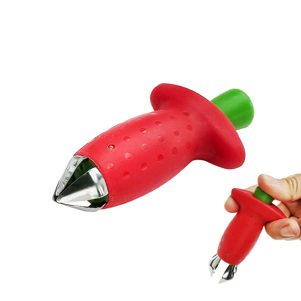 Food Grade Stainless Steel & Plastic Strawberry Huller Tomato Corer Fruit Leaf Stem Remover
