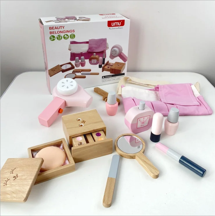2020 популярная развивающая игрушка розовый притворный игровой туалетный столик деревянные игрушки для