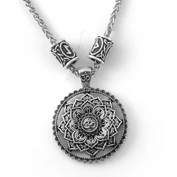 2022 Religion Totem Flower Of Life Teen Girls Gift Women 3D Blooming Yoga Mandala Jewelry Pendant Chain Vintage Viking Necklace