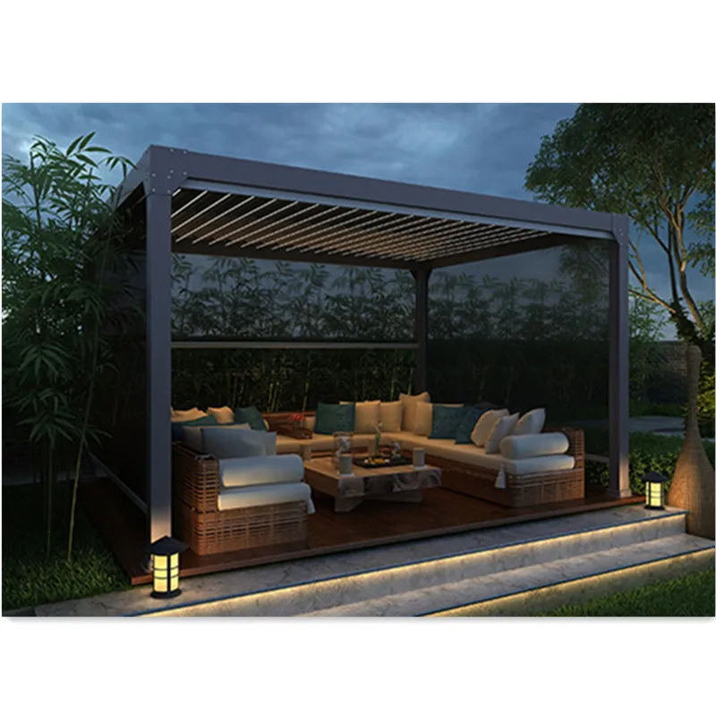 China pagola gazebo outdoor sets automatic electric curtains pergola-aluminium 3 x 4 pet prix