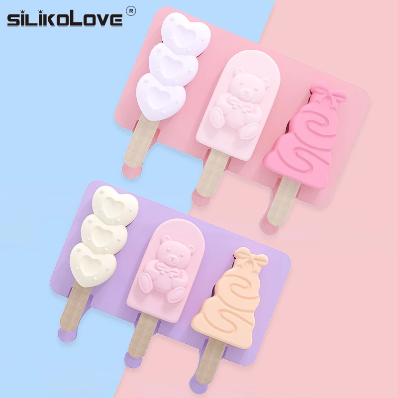 SILIKOLOVE BPA Free Silicone Home Ice Cream Tools Handmade Food Grade Popsicle Tray Molds Ins Silicone Moulds