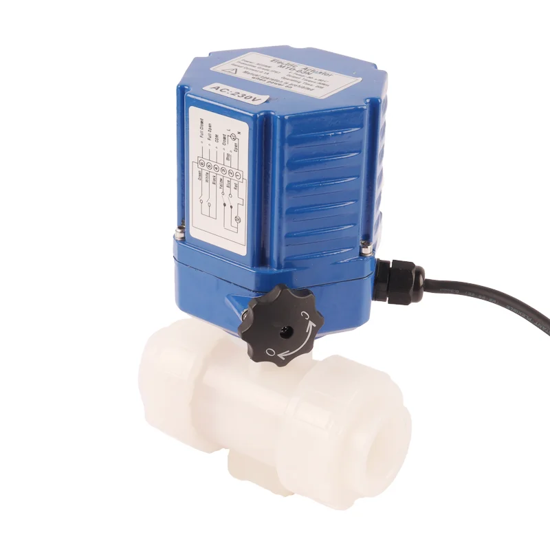 DN50 2 inch 24V 12V DC RS485 2 Way UPVC PVDF Plastic Motorized Water Ball Valve Electric Actuator Ball Valve