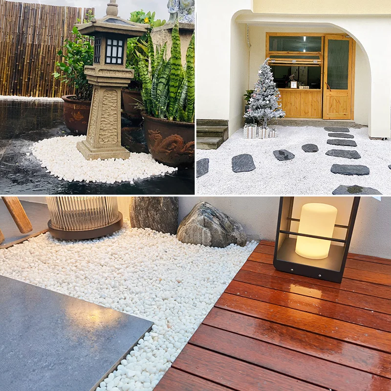 Custom logo fine glossy fish tank pebble river stone landscaping pebbles tumble snow white chinese supplier