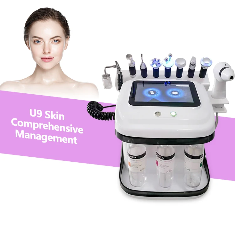 10 in 1 Black Pearl Skin Eye Microdermabrasion Oxygen Peeling Machine Aqua Peeling Skin Rejuvenation Oxygenated Facial Care