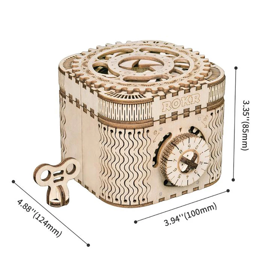 CPC Certificated Robotime Rokr Gift Set LK502 Treasure Box Jigsaw 3D Diy Handmade Assembled Wooden Puzzle for Dropshipping