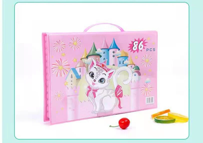 Best gift deluxe color set drawing kids back to school supplies Stationery art Set 86pcs Kids Gift Box