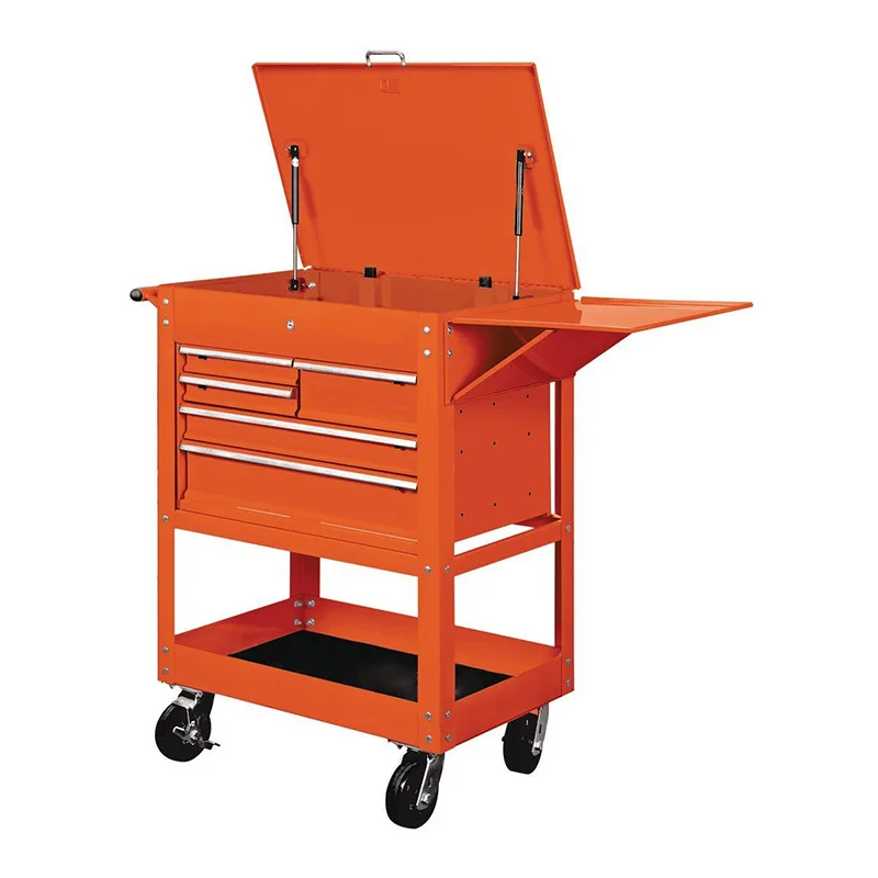 5 Drawer metal tool cart, garage workshop built-in toolbox tool cabinet trolley