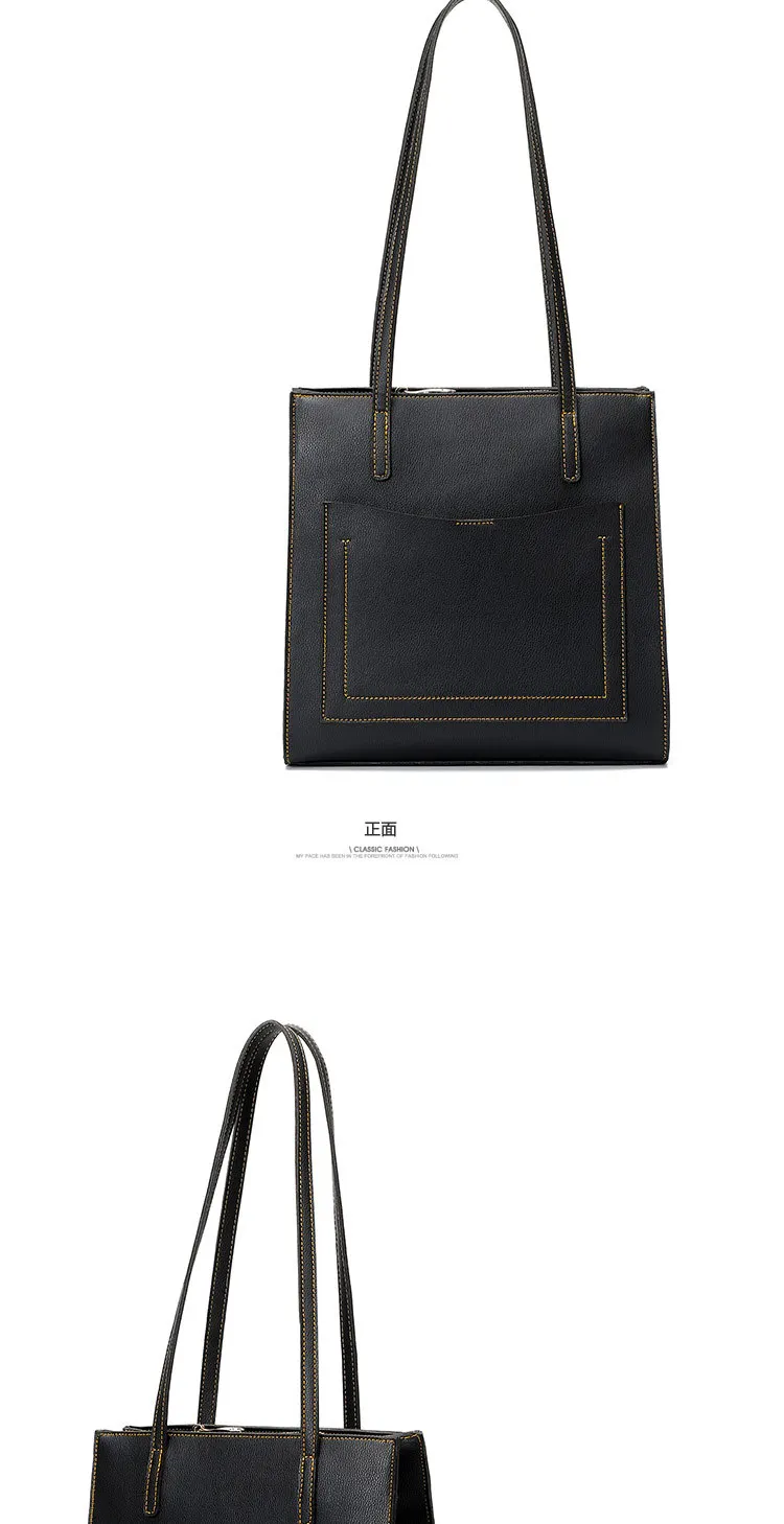 2021 New Fashionable Oem Ladies Genuine Black Plain Leather Large Tote Bag Leather Handbag Factory From Chinacustom Design