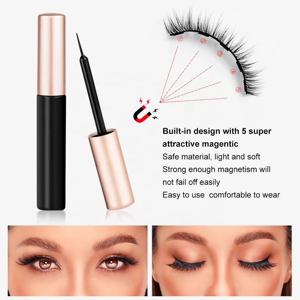 
3D Mink Eyeliner Short Lasting Handmade Lashes Makeup Tool Magnetic Eyelashes 