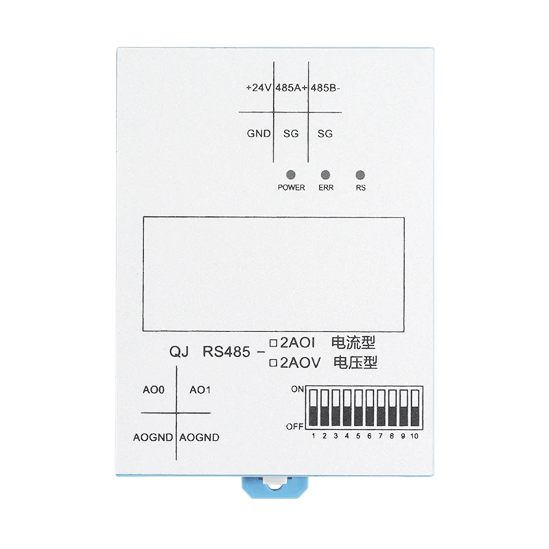 2-Channel RS485 Analog Outputs Module 0-20mA 0-10V Data Acquisition RS485 Modbus RTU Protocol Communication for Remote Control