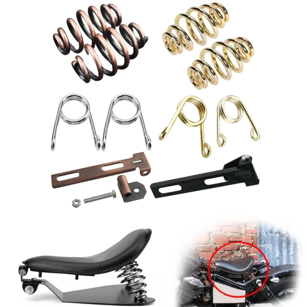 Motorcycle Solo Seat Mount Kit Springs Clip Bracket Mounting For Harley Bobber Chopper Custom Glod Chrome