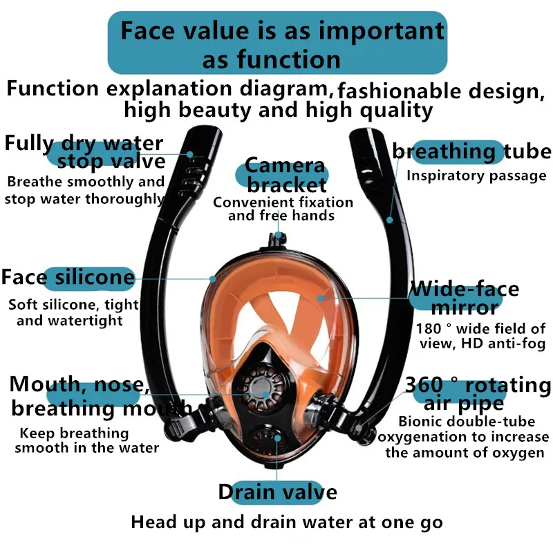 Underwater Sports Professional Set Equipment Full Face Diving Masks With Scuba Air Tanks Diving Gear