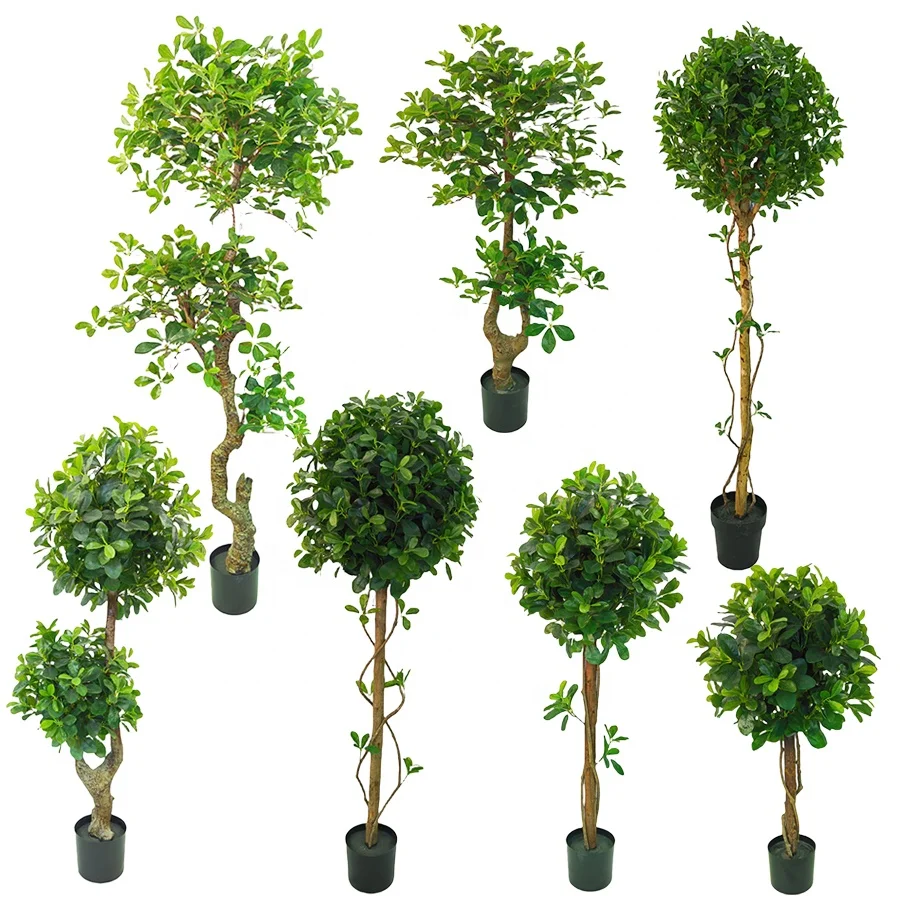 6FT Indoor Decoration Fake Laurel Leaves Round Ball Green Potted Plant Artificial Sweet Bay Ball Tree