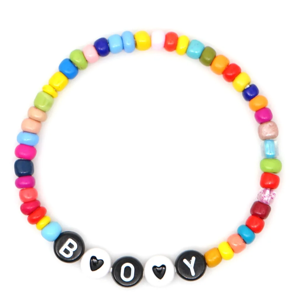 Woven Colorful Collection Engravable Acrylic Letters Bracelets  Boho Ethnic Bracelet for Women