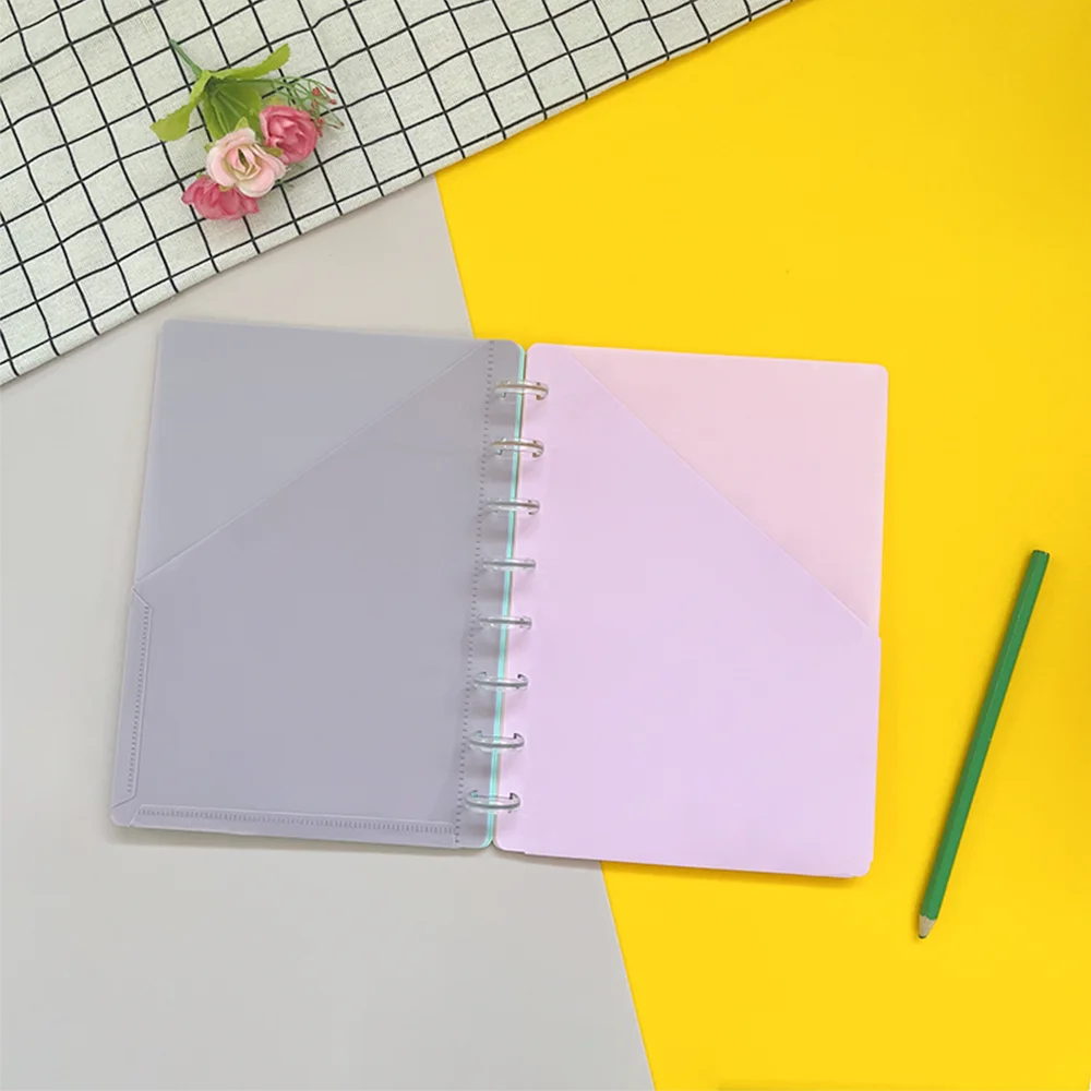 Five-color binder with pocket and label plastic page protector, which can be inserted into index separator.