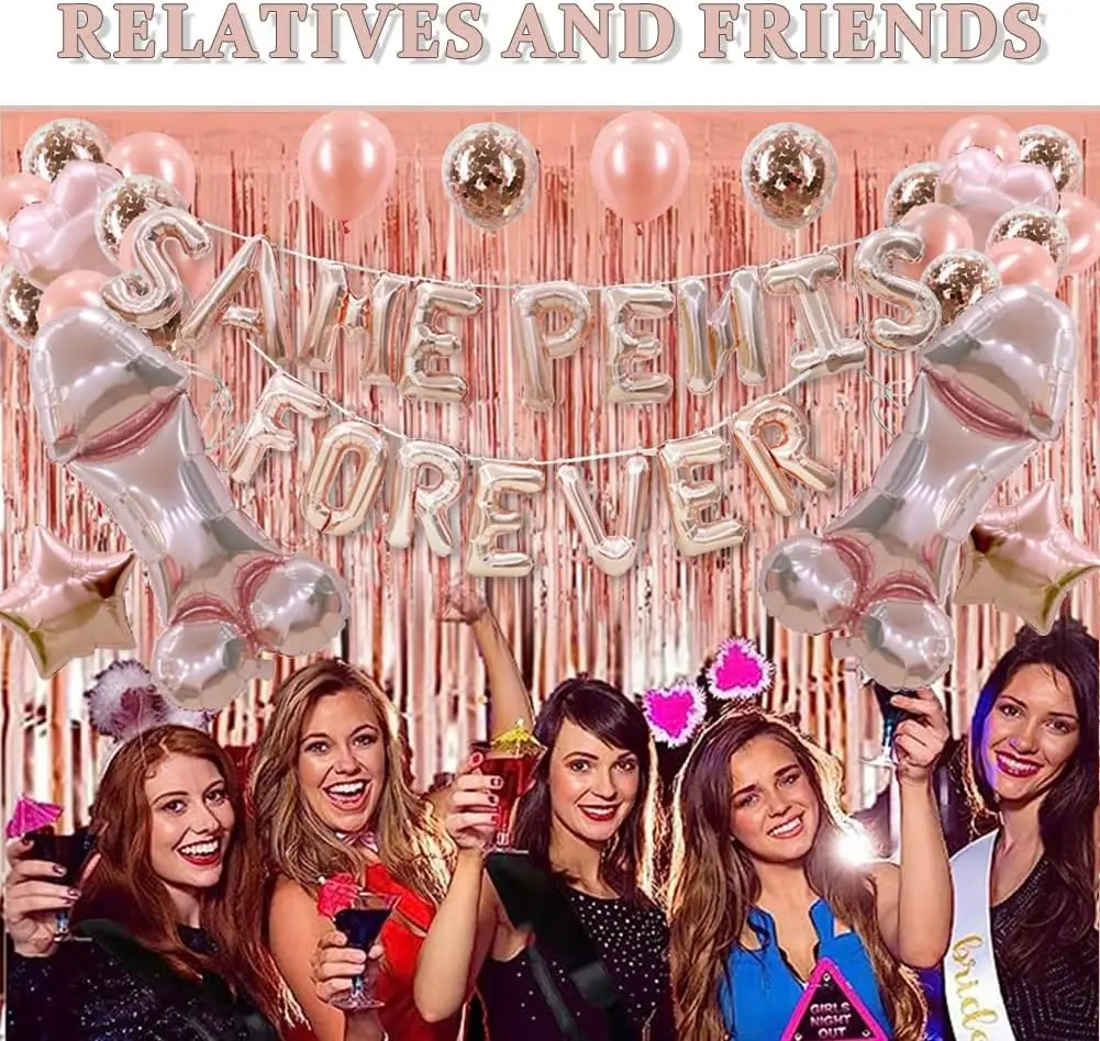 Wholesale Bachelor Party Decoration Penis Balloons Rose Gold Confetti Balloons