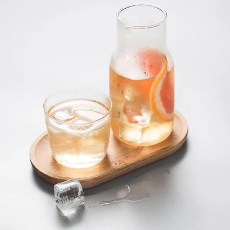 
400ml Handblown High Borosilicate Glass Carafe One Person Drink Glass Jug And Cup Set 