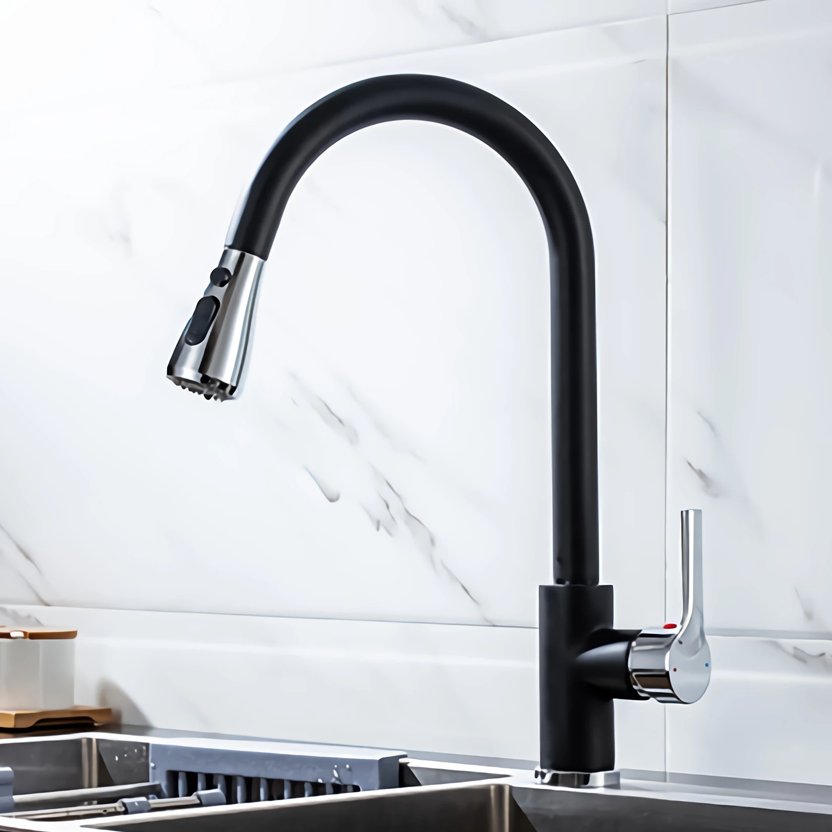 DQOK Modern Style Flexible Hot Cold Water Sink Mixer Kitchen Tap Pull Out Pull Down Sprayer Kitchen Faucets