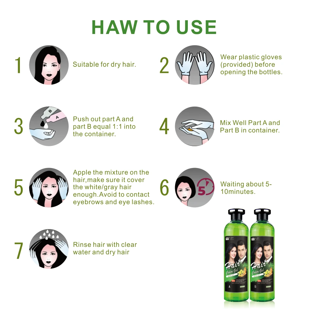 Super wash Black hair dye gel for permanent natural black hair color dye fast cover white/gray hair for man