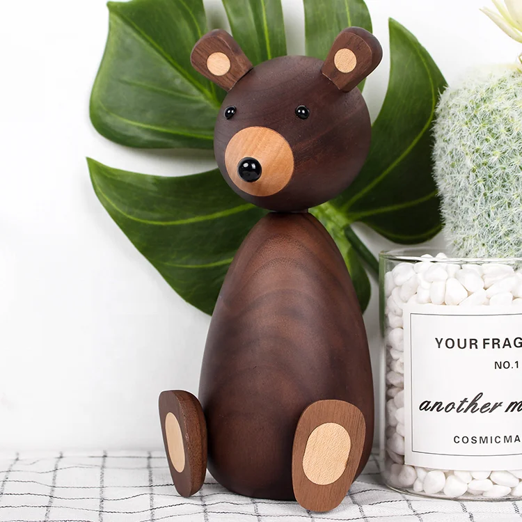 Russia Little bear wood ornaments for decor for furniture wood crafts shipping small gifts wood bear toy ornament home