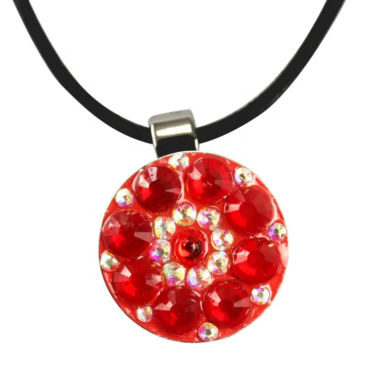 Beautiful Crystal Unique Golf Ball Marker Necklace /Golf Necklace Crystal Ball Markers