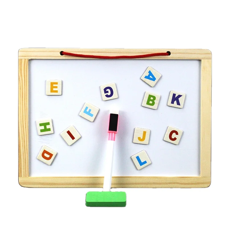 Arabic Magnetic Drawing Board Game Double Sided Blackboard Wooden Jigsaw Puzzles Alphabet Letter Toy Educational for Kid