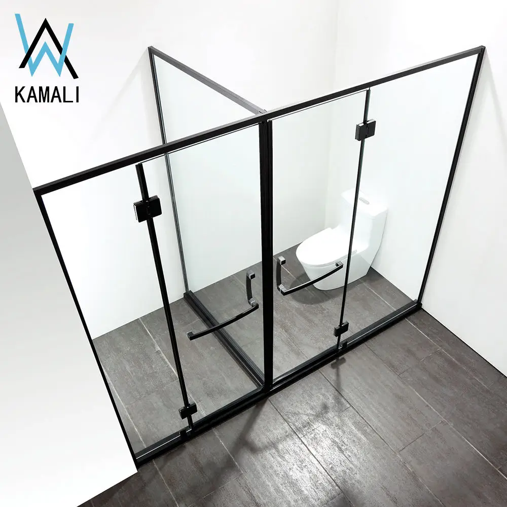 Kamali custom 304SS extend temporary glass black framed shower door price dubai rv complete bathroom glass shower enclosure