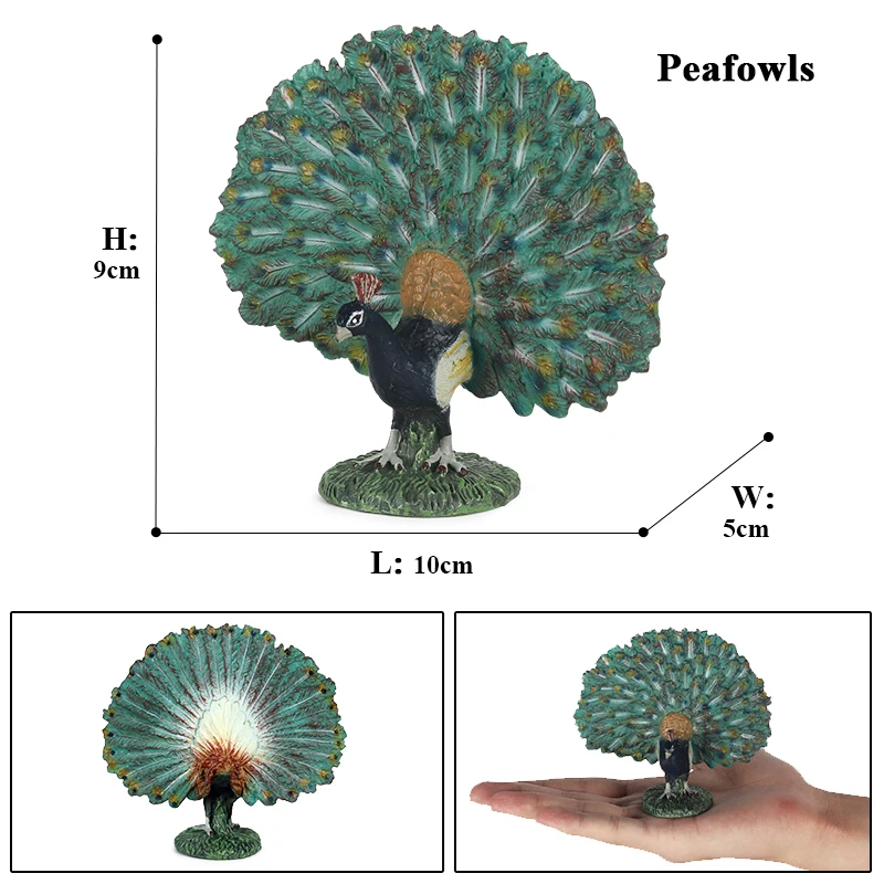 Oenux Wholesale Bird Animal Toy Peacock Model Action Figures Soild PVC Home Decoration Party Festival Gift