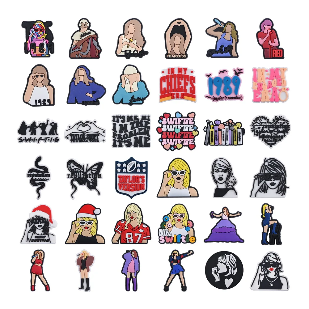 Wholesale Diy Taylor star swift Singer Clogs charm Bracelet Pvc Shoe Accessories For Women Kids Clog Charms