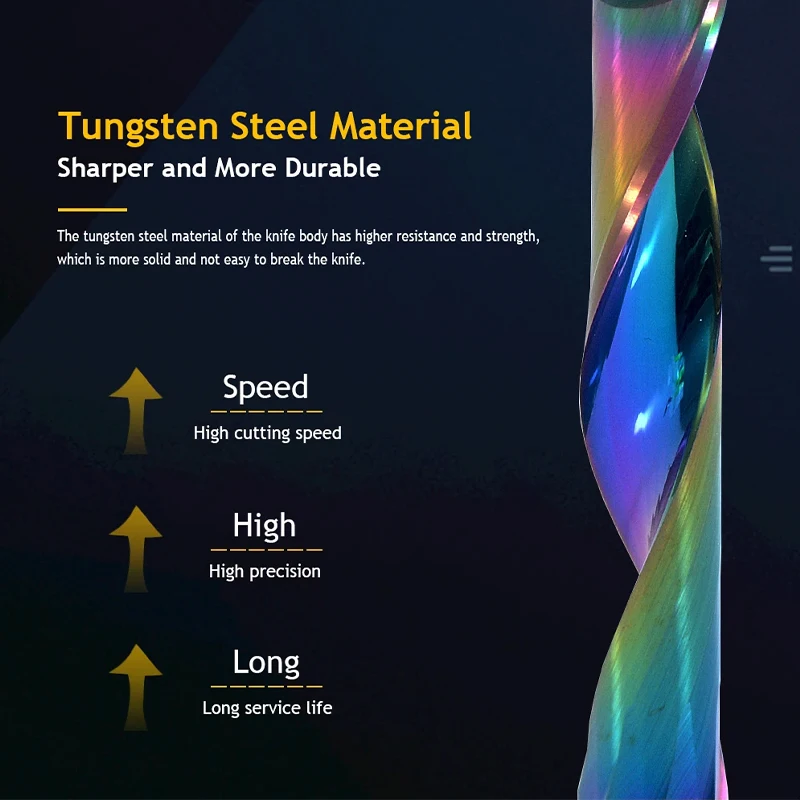 WEIX Factory Supply OEM Single Flute Up Cut Down Cut Solid Carbide End Mill for Aluminium with 8mm Shank CNC Router Bits