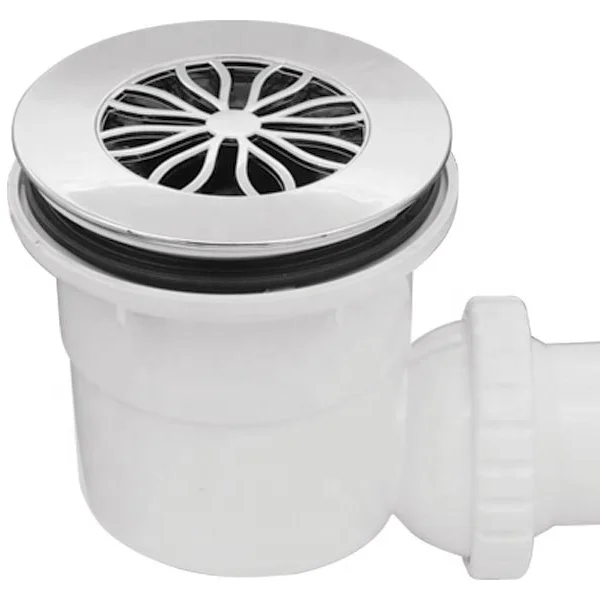 Hot Sale 90mm Fast Flow Easy Clean PP Plastic Deodorant Shower Tray Waste Trap With 115mm Cover Chromed For UK