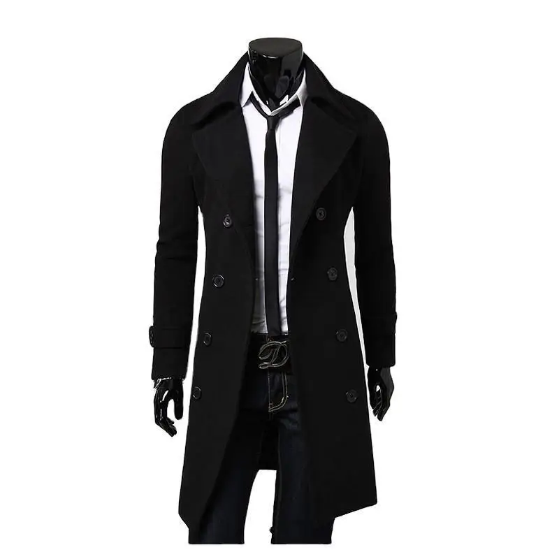 Hot Sale Men Long Trench Coat Single-breasted Cardigan Fashion Casual Men Coat