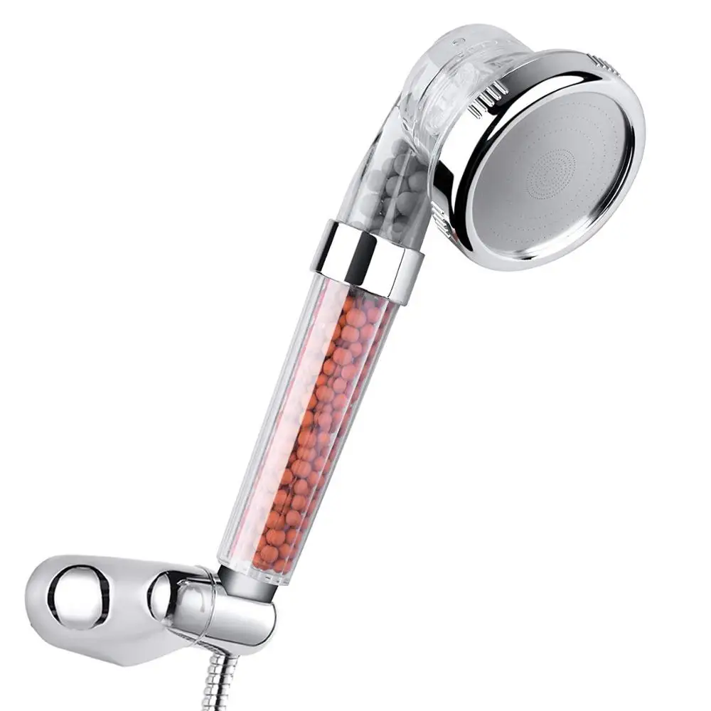 High Pressure Showerhead with 3 Setting, Water Saving and Stone Filter Beads Handheld Shower for Dry Hair and Skin Spa