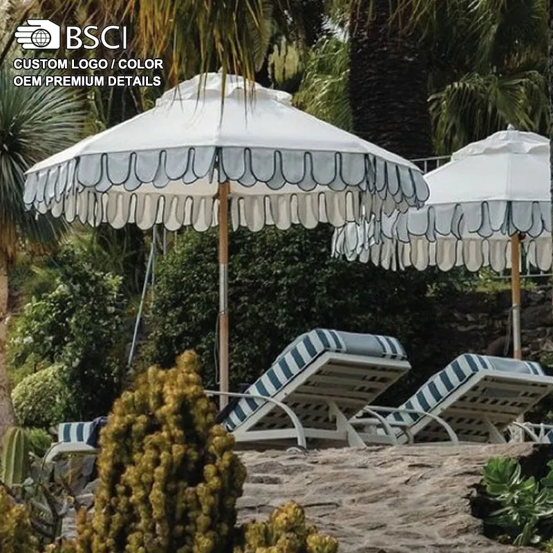 HOT SALE Luxury Outdoor Parasol Wood Pole Patio Chinese Decorative Garden Umbrella for Courtyard Swimming Pool For Living Room