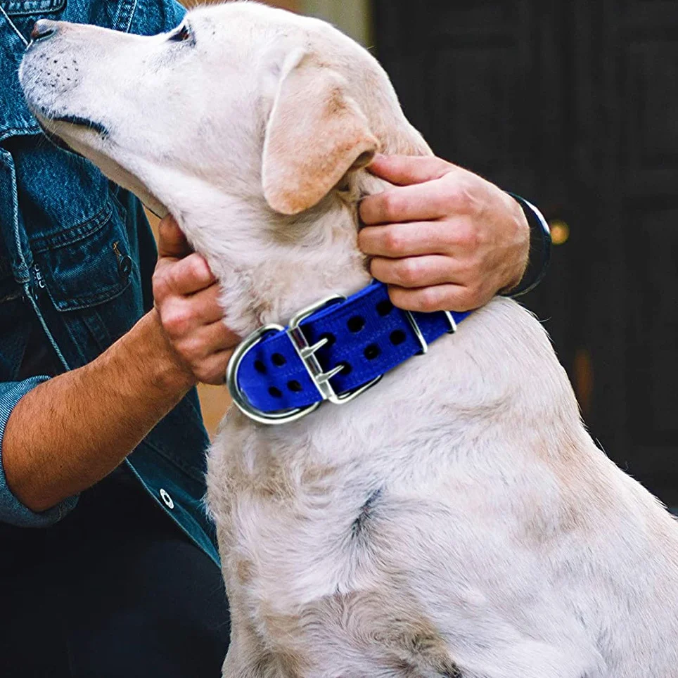 Bull dog large fashion heavy duty nylon tactical training metal fashion dog collar