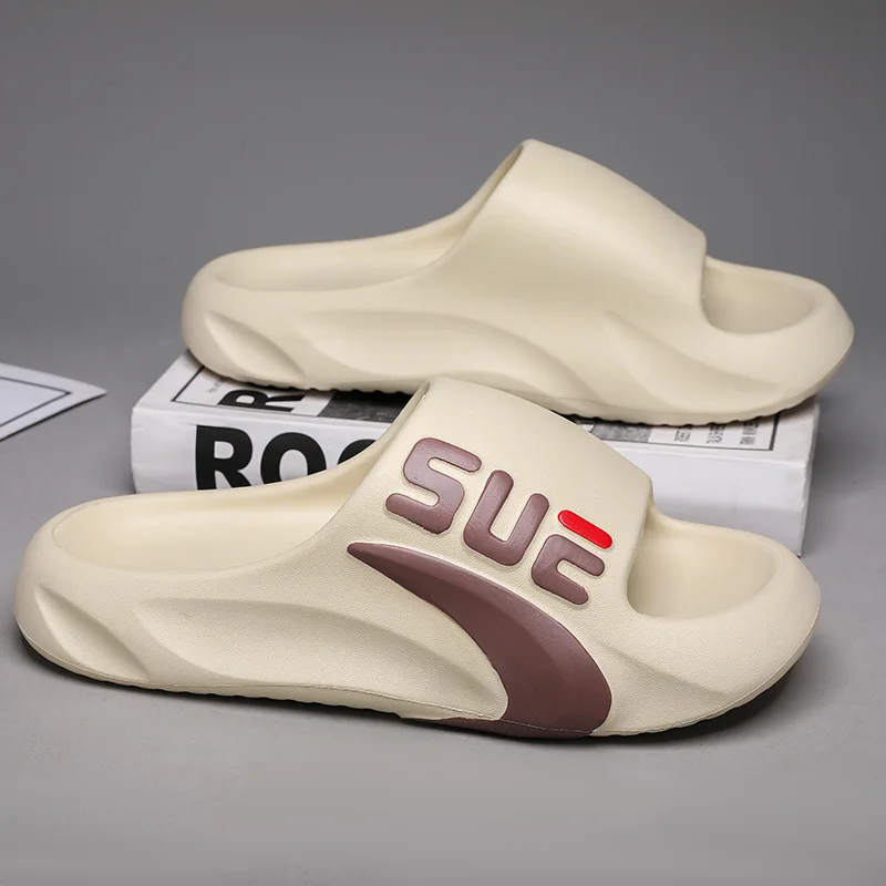 2024 Open Toe Thick Soled Printed bathroom cushioning casual EVA poop feeling Sports slides men logo fashion