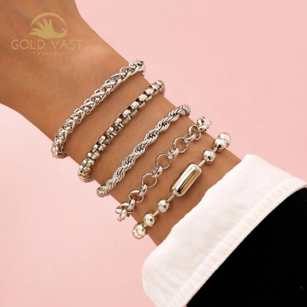 trendy stainless steel gold plated bracelets & bangles bracelets sets alloy charm bracelet in zinc alloy jewelry bijou bijoux or