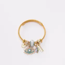 Women Vintage Diy Evil Eye Crystal Rock Pendant Adjustable Bracelet Boho Fatima Turkish Evil Eye Bracelet Meaning