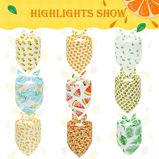 Cute Dog Bandana Fruit Hawaii Pattern Cooling Summer Style Soft Dog Triangle Custom Pet Bandana