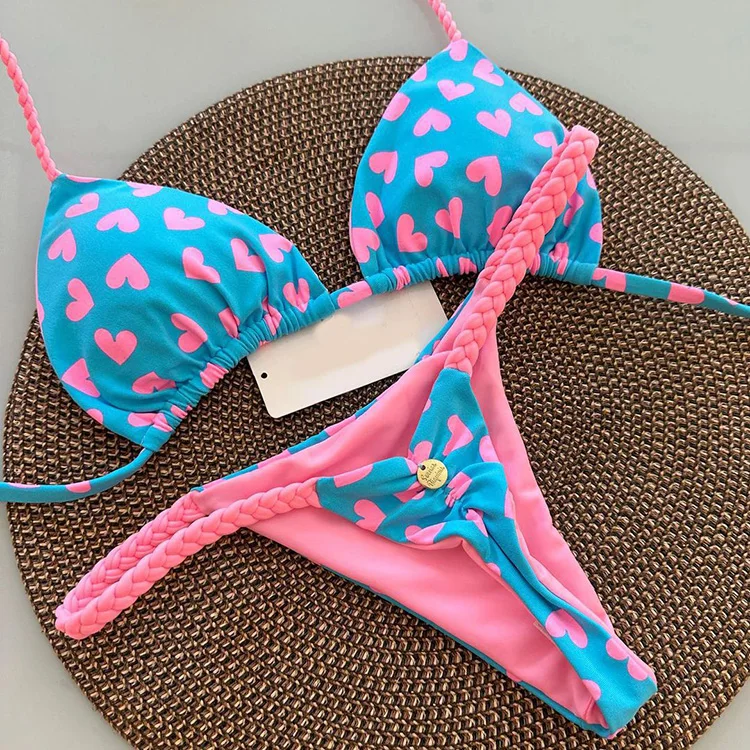 The Latest Hot sell Double Sides Bikini Swimwear Sexy Mini Micro Bikinis Print Swimsuit Wholesale