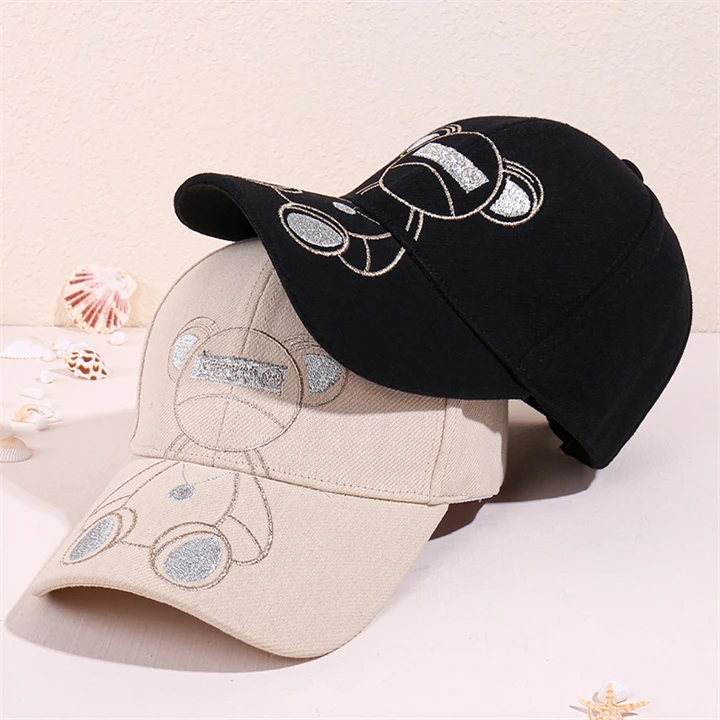 New Arrival Korean Embroidery Cute Hat Summer Breathable Baseball Cap Bear Sports Hat