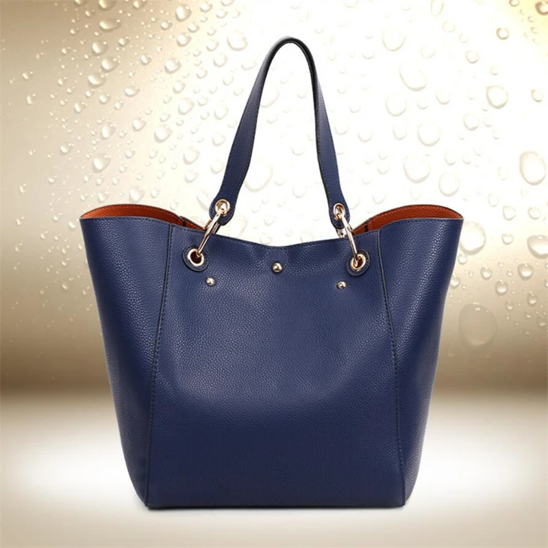 Classical Vintage fashion large 2pcs purses ladies big size women bucket bags handbag