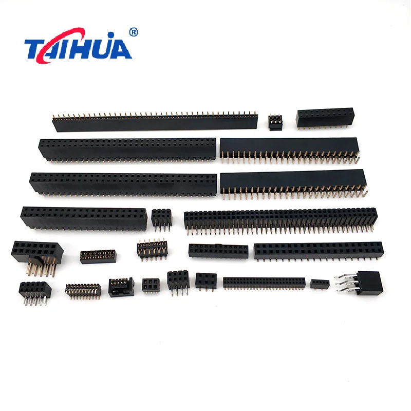 1.27mm 2.0mm 2.54mm Pitch Single Dual Row 180 Degrees/Right Angle DIP SMT ODM OEM  PA6T Gold Plated Female Header Connector