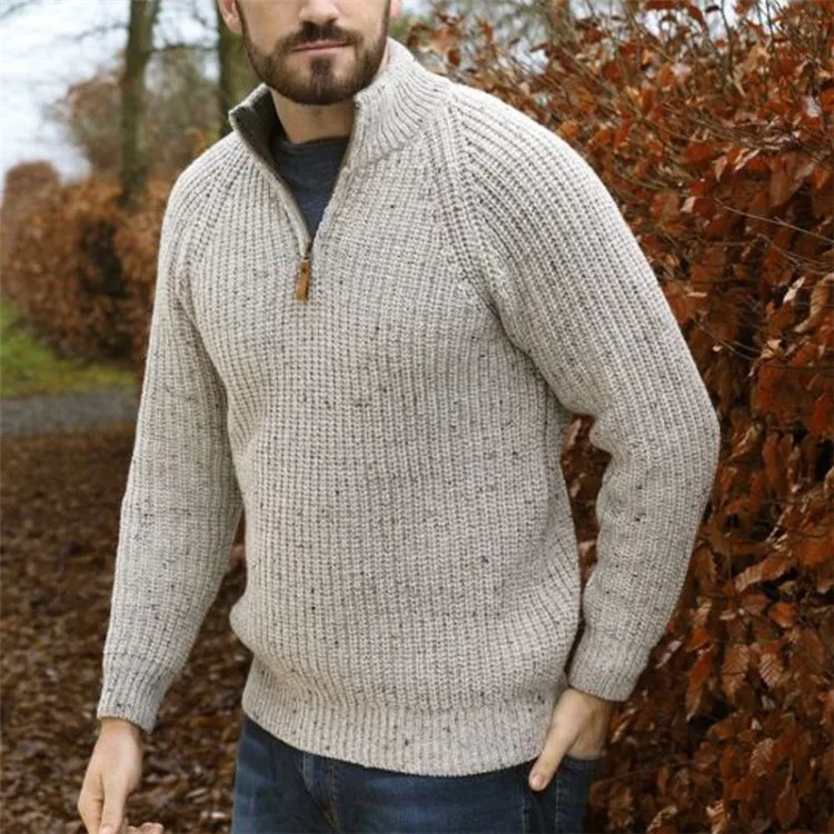 
2020 Fall New Products Pure Color Casual Knit Long Sleeve Top Retro Jacquard Turtleneck Sweater fall men clothes 