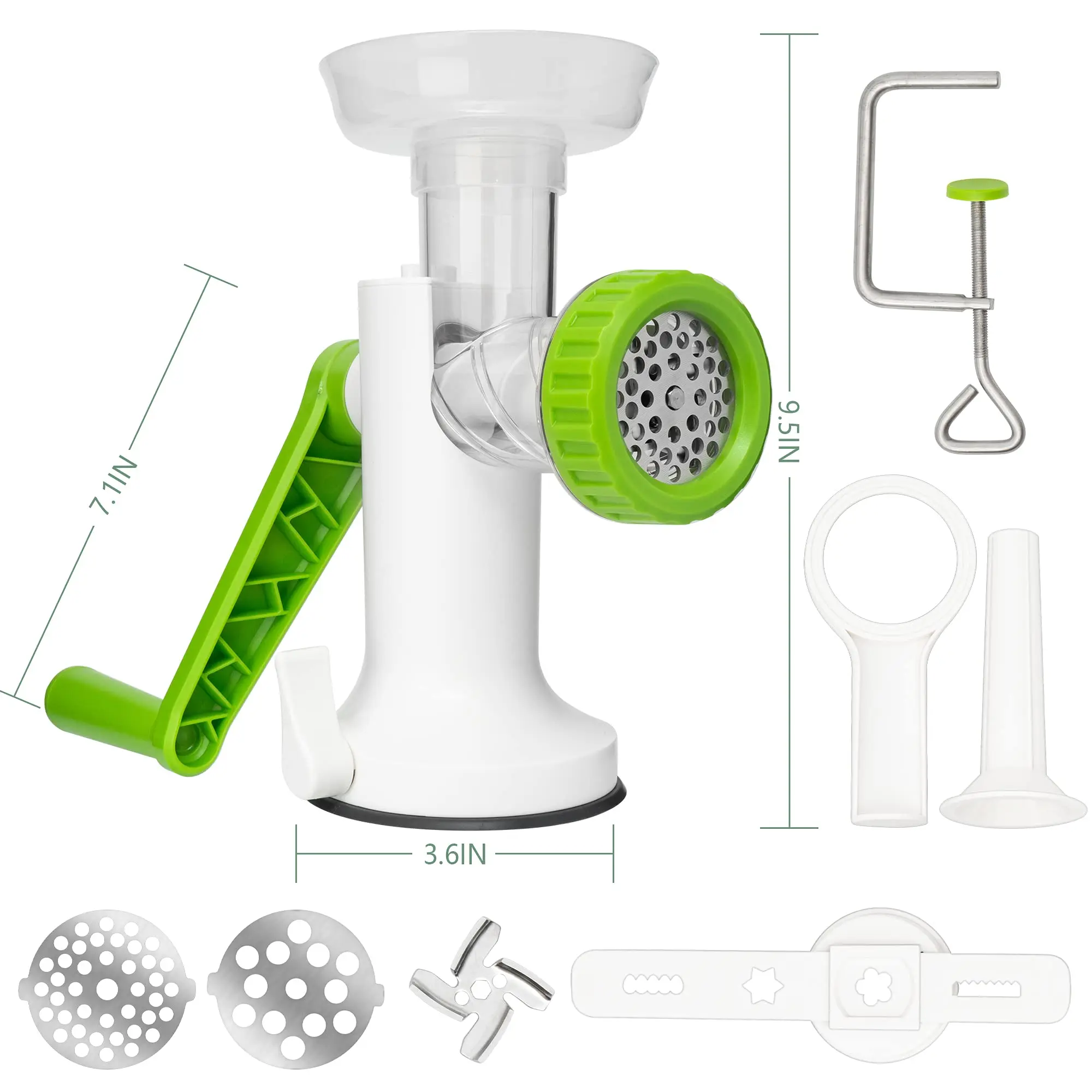 Portable Household Stand Manual Meat Grinder & Sausage Noodle Dishes Food Mixer