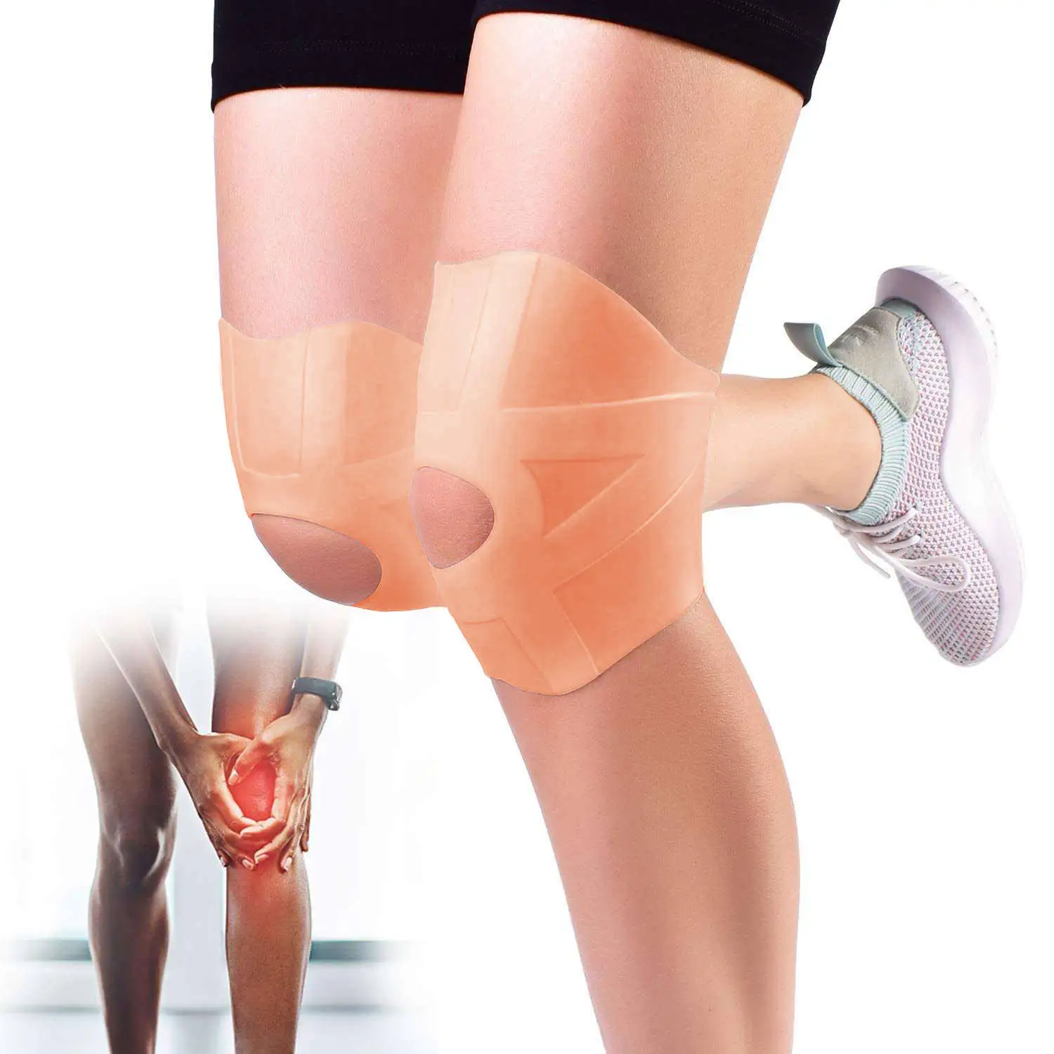 2022 Soft Silicone Gel Knee Compression Brace Tourmaline Self Heating Knee Support for Knee Joint Pain Arthritis Relief